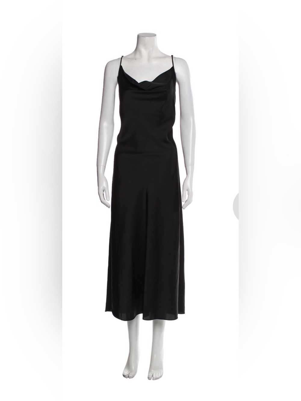 AllSaints Black Satin Cowl Neck Maxi Slip Dress